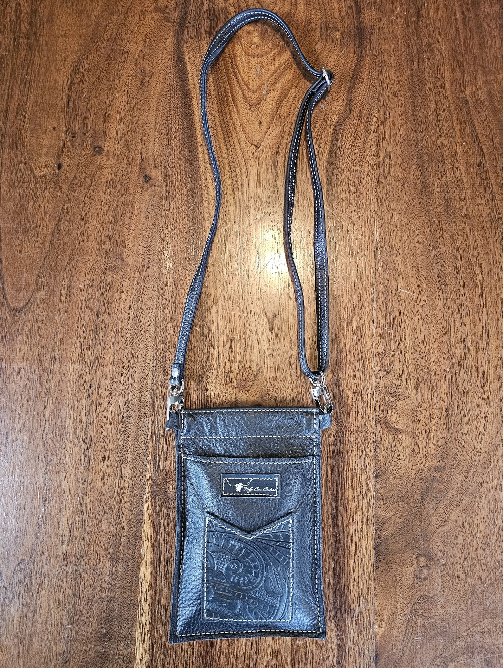 Holy Cow Couture Giddyup 'N Go Black Floral Leather Phone Purse Crossbody